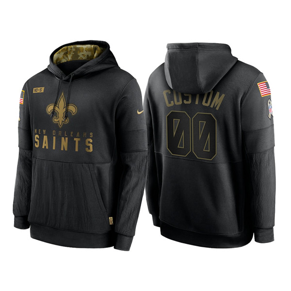 Men's New Orleans Saints ACTIVE PLAYER Custom 2020 Black Salute To Service Sideline Performance Pullover NFL Hoodie
